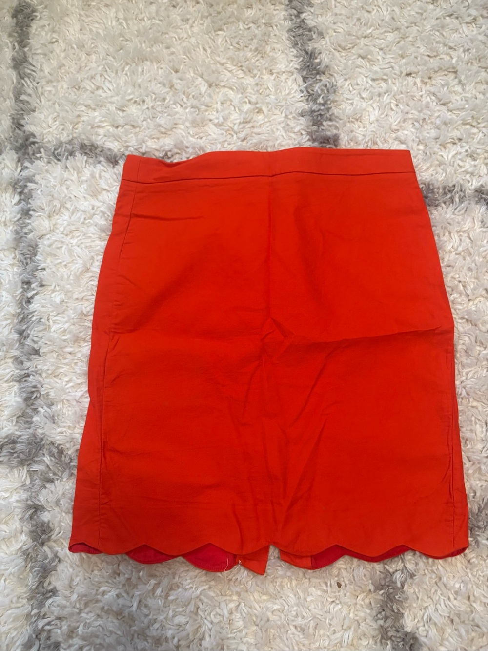 J. Crew Red Scallop-Hem Pencil Skirt